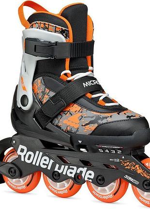 Раздвижные детские ролики rollerblade microblade sl размер 28-32 черно-оранжевые