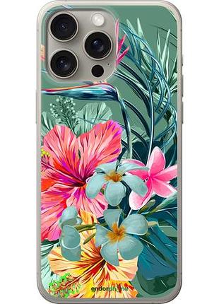 Чехол на iphone 15 pro max тропические цветы v1 "4667u-3098-10746"