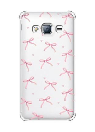Чехол с утолщенными углами на samsung galaxy j3(2016) j310 бантики (принт 404)
