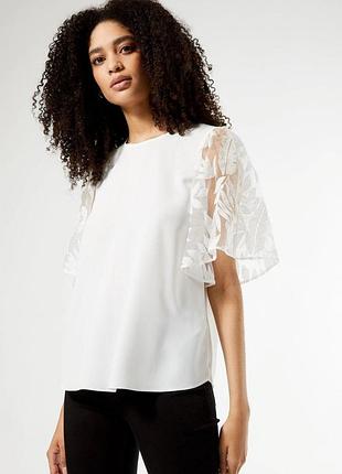 Красива блуза від dorothy perkins з прозорими рукавами з органзи🤍🤍