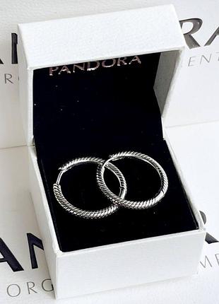 Срібні сережки пандора коло для намистин / шармів pandora 925 проба серьги для шармов бусин конго