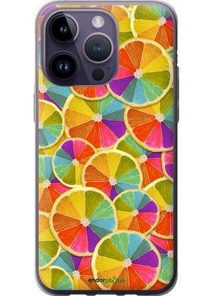 Чехол на iphone 14 pro max разноцветные дольки лимона "861u-2667-10746"