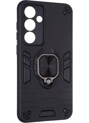 Чехол fiji defence для samsung galaxy s24 fe (s721) защитный бампер с кольцом подставкой black