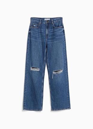 Bershka широкие рваные джинсы,р.40