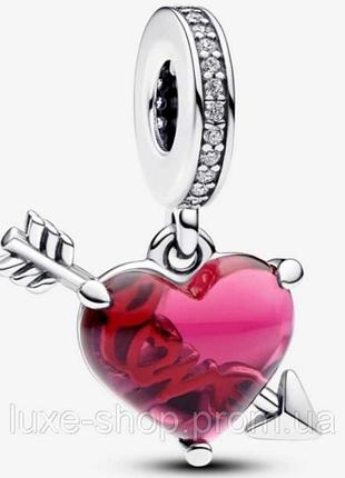Намистина пандора "рожеве серце love" срібний шарм pandora бусина на браслет