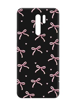 Матовый черный чехол на xiaomi redmi 9 бантики (принт 404)