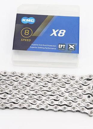 Цепь приводная 1/2х3/32х116l 6/7/8 скоростей, серебристая x8 ept