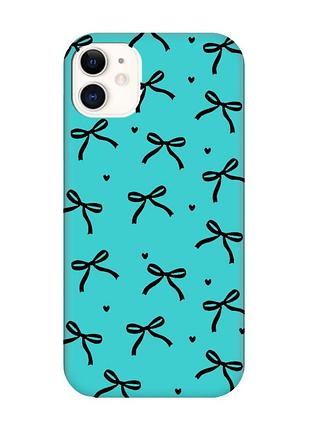 Матовый бирюзовый чехол на apple iphone 11 (6.1) бантики (принт 405)