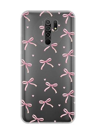 Прозорий чохол на xiaomi redmi 9 бантики (принт 404)