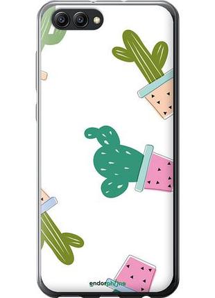 Чехол на huawei honor v10 / view 10 кактусы в горшочках "3968u-1579-10746"
