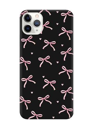 Матовий чорний чохол на iphone 11 pro max бантики (принт 404)
