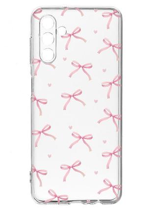 Прозрачный чехол на samsung a04s/a13 5g бантики (принт 404)
