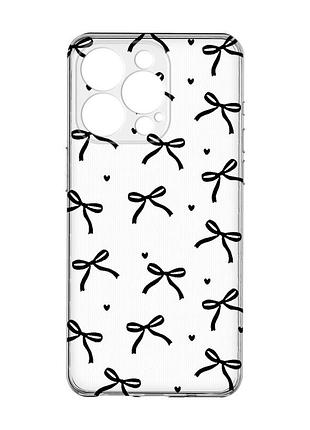 Прозрачный чехол с защитой камеры на iphone 15 pro max бантики (принт 405)