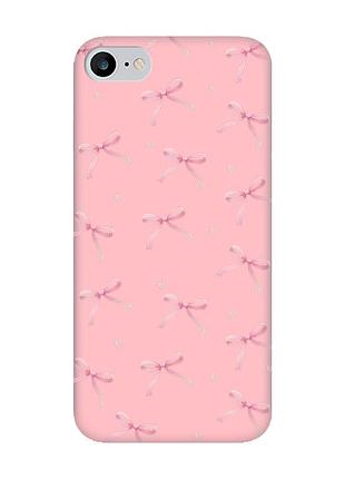 Матовый розовый чехол на iphone 7 / 8 бантики (принт 404)