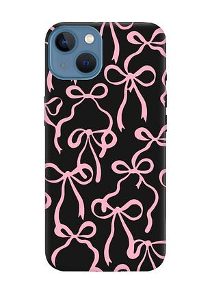 Матовый черный чехол на apple iphone 13 бантики (принт 406)