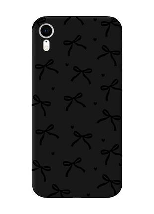 Матовый черный чехол на apple iphone xr бантики (принт 405)