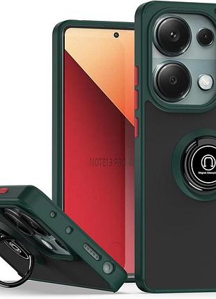 Чехол fiji colorframe для xiaomi redmi note 14s матовый бампер с кольцом подставкой green