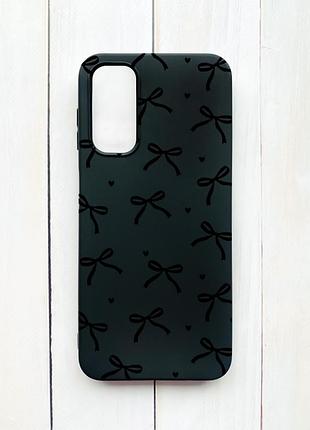 Матовый черный чехол на samsung galaxy a14 5g бантики (принт 405)