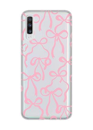 Прозрачный чехол на samsung galaxy a70 (2019)/a705 бантики (принт 406)