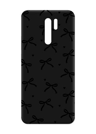 Матовий чорний чохол на xiaomi redmi 9 бантики (принт 405)