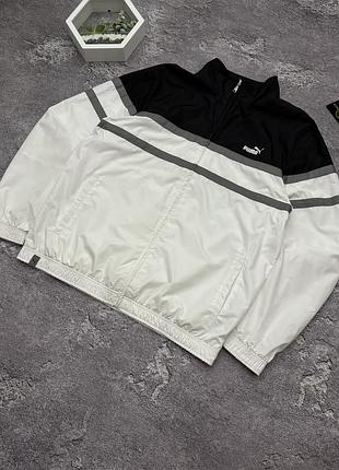 Оригінальна олімпійка puma в стилі вінтаж | чорно-білий колор-блок | смуги t7 | розмір l