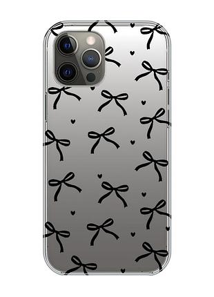 Прозрачный чехол на iphone 12 pro max бантики (принт 405)