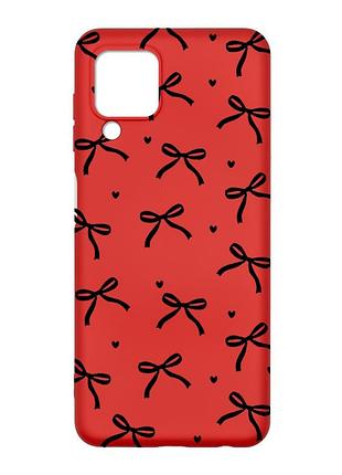 Матовий червоний чохол на samsung galaxy m32/a22/m22 4g бантики (принт 405)