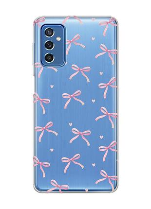 Прозрачный чехол на samsung galaxy m52 бантики (принт 404)