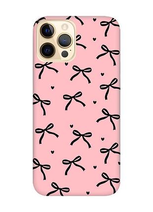 Матовый розовый чехол на apple iphone 12 pro max бантики (принт 405)