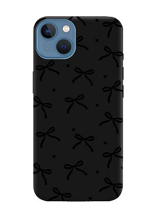 Матовый черный чехол на apple iphone 13 бантики (принт 405)