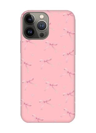 Матовий рожевий чохол на apple iphone 13 pro бантики (принт 404)