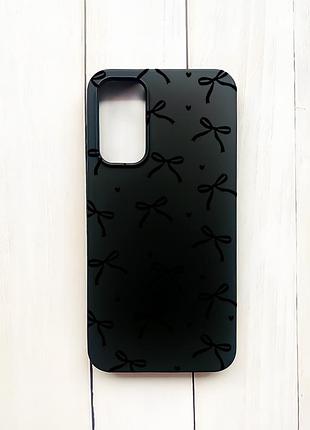 Матовий чорний чохол на samsung galaxy a15 (a155) бантики (принт 405)