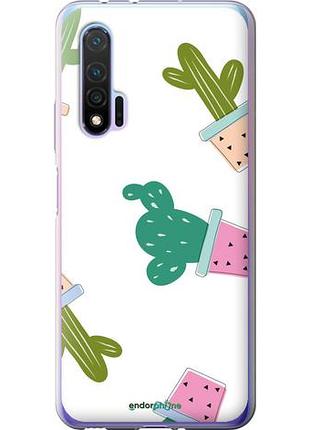 Чехол на huawei nova 6 кактусы в горшочках "3968u-1821-10746"