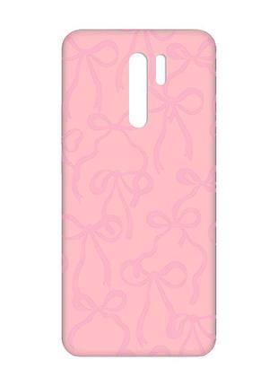 Матовый розовый чехол на xiaomi redmi 9 бантики (принт 406)