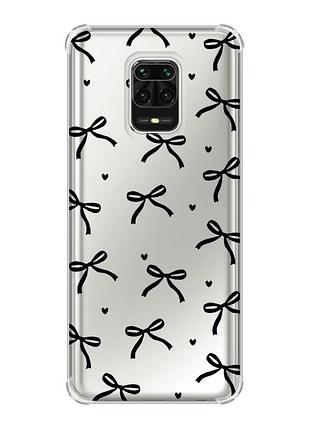 Чохол з потовщеними кутами на xiaomi redmi note 9 pro/ 9s/ 9 pro max бантики (принт 405)