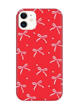 Матовый красный чехол на apple iphone 11 бантики (принт 404)
