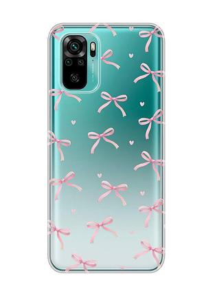 Прозорий чохол на xiaomi redmi note 10/note 10s бантики (принт 404)