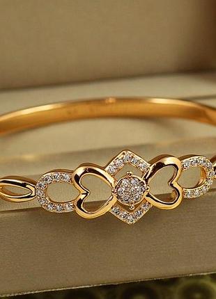 Браслет бенгл xuping jewelry сяйво серцекраю на руку від 16 см до 18 см золотистий