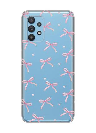 Прозрачный чехол на samsung galaxy a32 бантики (принт 404)