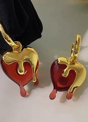 Серьги подвески сердце 2