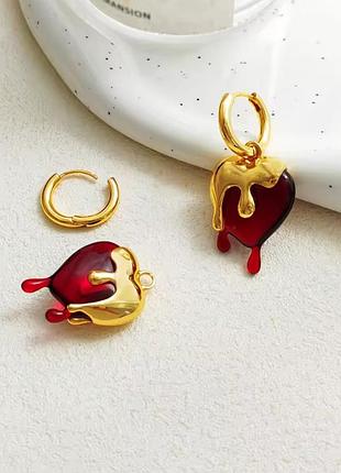 Серьги подвески сердце 3