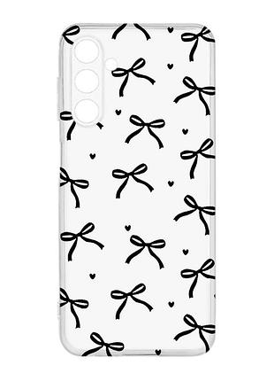 Прозрачный чехол на samsung galaxy m14 бантики (принт 405)