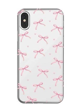 Прозрачный чехол на iphone x / xs бантики (принт 404)