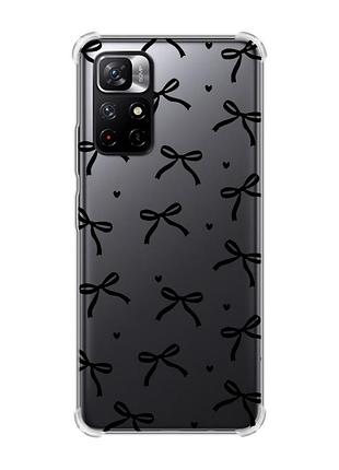 Чехол с утолщёнными углами на xiaomi redmi note 11 5g бантики (принт 405)
