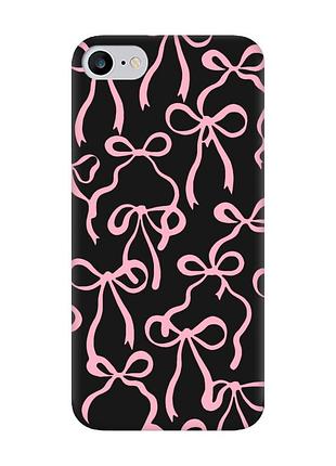 Матовий чорний чохол на iphone 7 / 8 бантики (принт 406)
