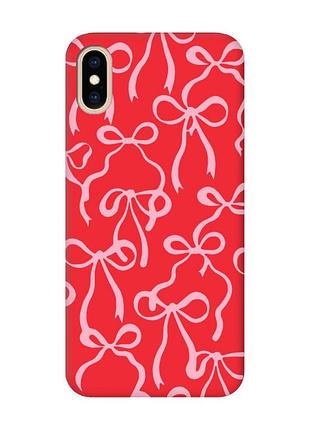Матовый красный чехол на iphone xs max бантики (принт 406)