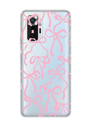Прозрачный чехол на xiaomi redmi note 10 pro/10 pro max бантики (принт 406)