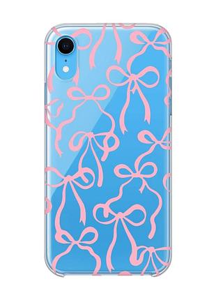 Прозрачный чехол на iphone xr бантики (принт 406)