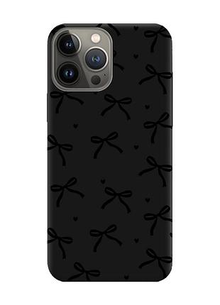 Матовий чорний чохол на apple iphone 13 pro бантики (принт 405)