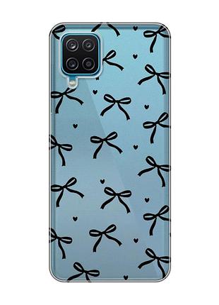Прозрачный чехол на samsung galaxy a12 4g бантики (принт 405)